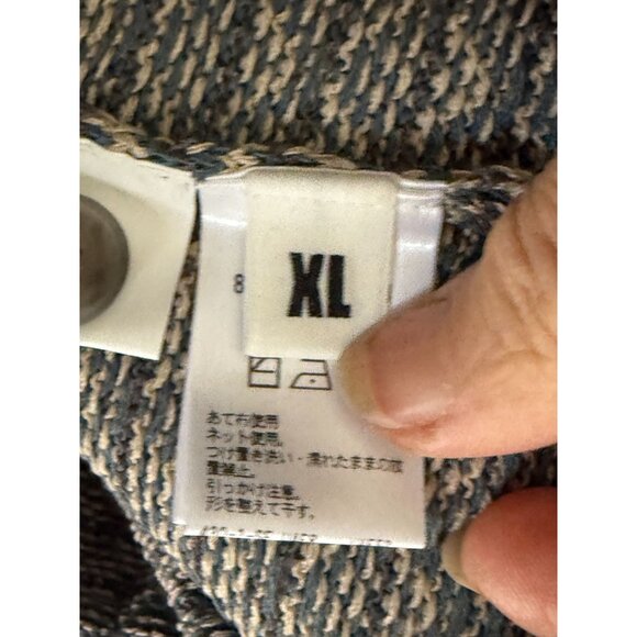 Monkey Time XL Button-Up Knit Cardigan Sweater With Teal Collar & Geometric Patt - Picture 8 of 11